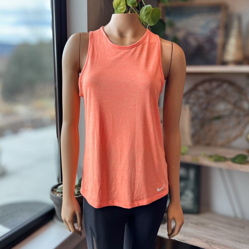 Nike Women's Dri-FIT Heathered Orange Performance Running Tank Top - Small